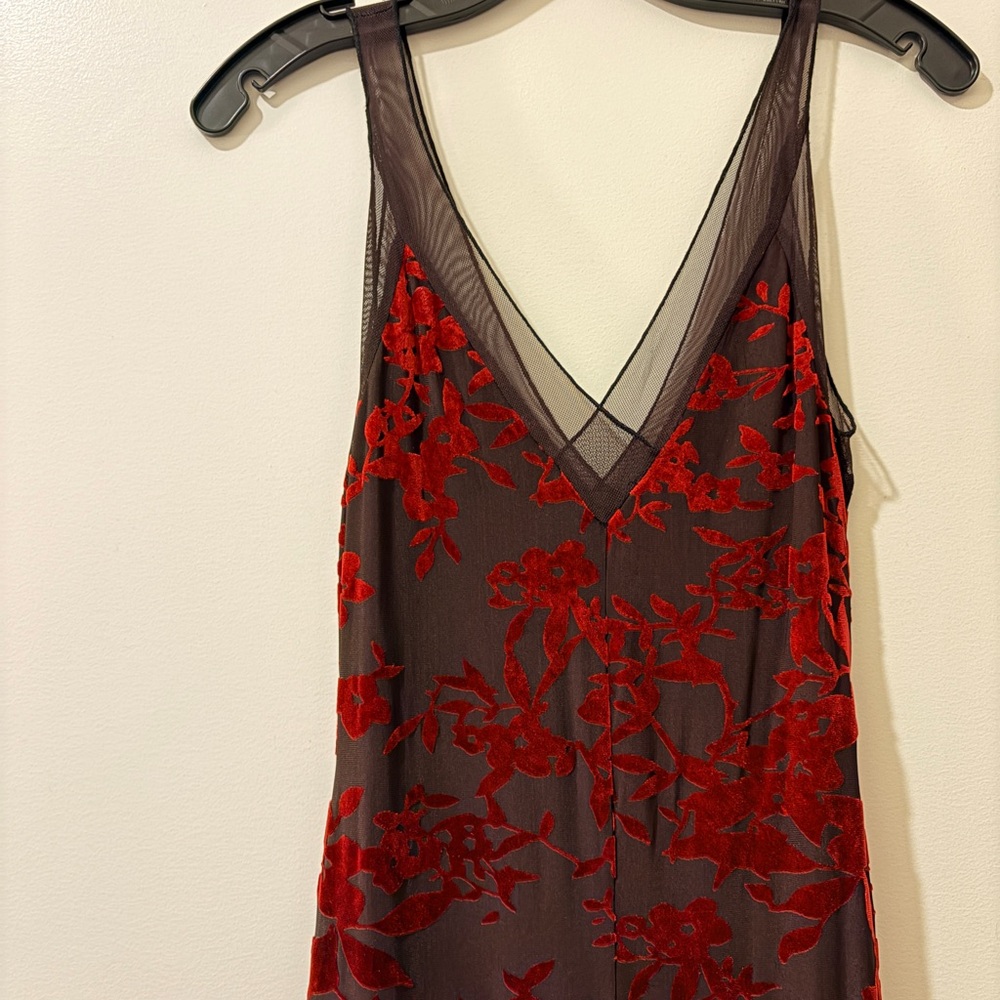 Forever 21 Red Floral Mesh Chemise
